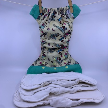 Grovia ai2-pakke m/ 3 innlegg cover (hybrid) one size tøybleie